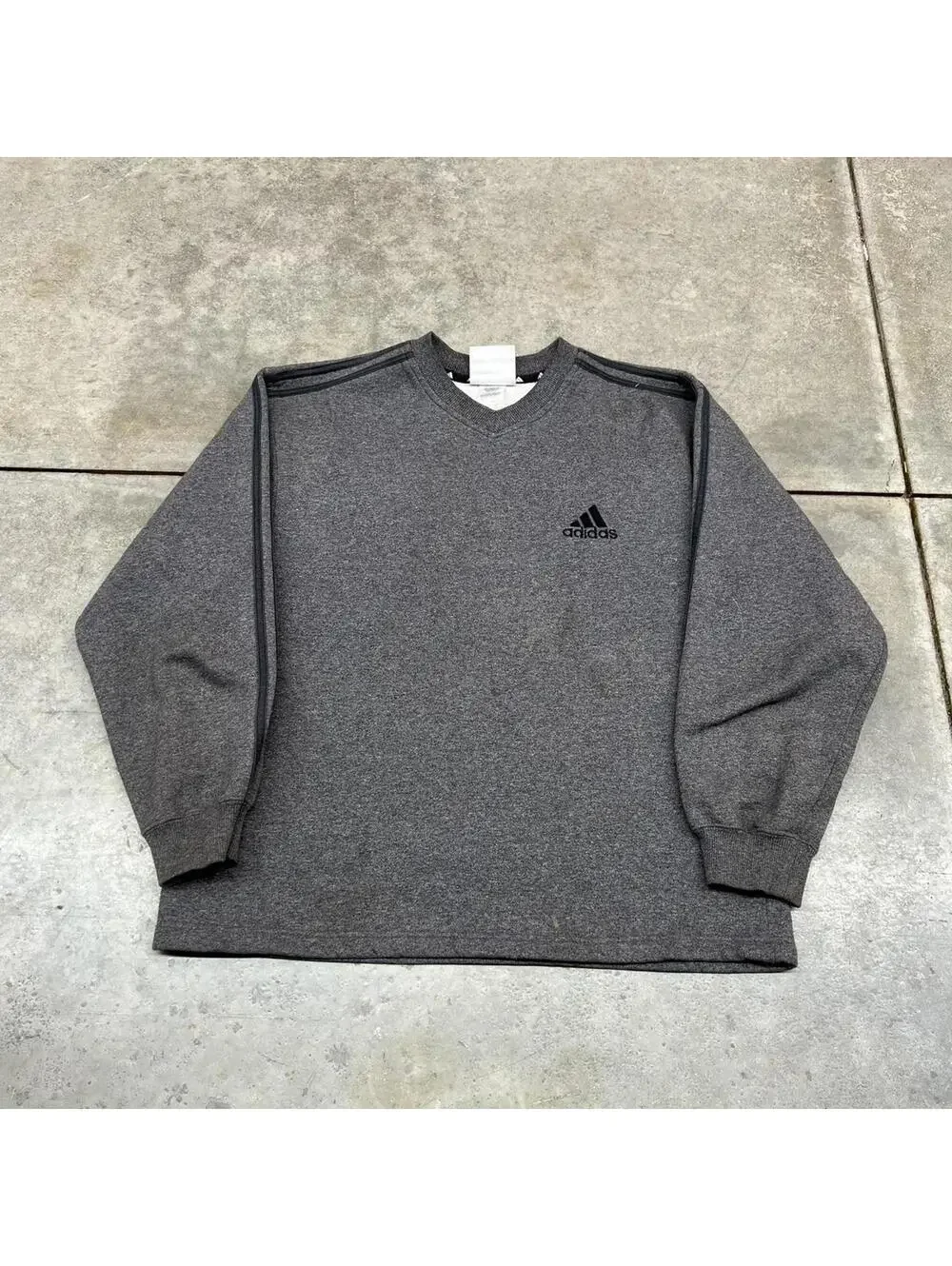 vintage adidas dark grey small logo v neck crewneck size large